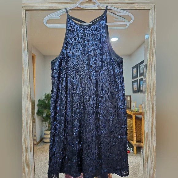 Forever 21 Blue Sequin Sleeveless Dress - Picture 2 of 4